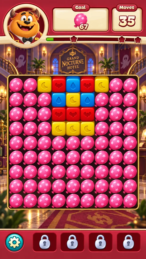 Monster Hotel blast puzzle level
